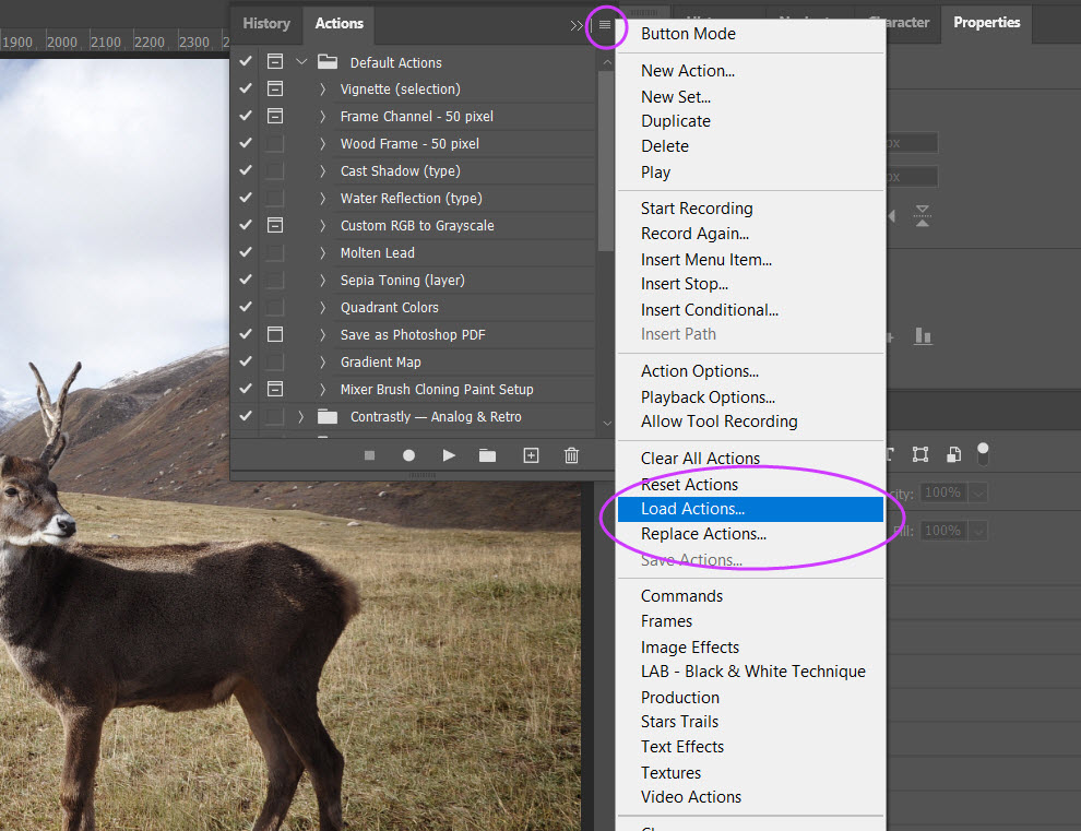 How to load new actions into Photoshop