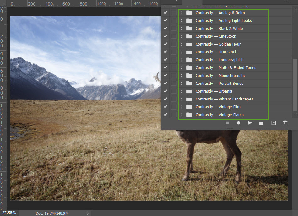 Contrastly Photoshop Actions Bundle installed