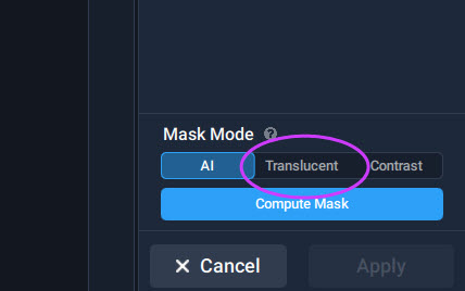 Mask AI translucent mask mode